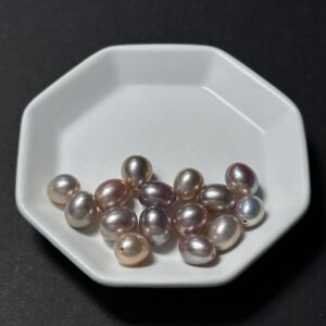 天然淡水珍珠配件｜通孔 極光怪色金屬水滴米珠 8mm 1粒｜串珠材料