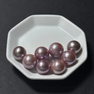 天然淡水珍珠配件｜無孔 正圓粉紫愛迪生珍珠 12mm 1粒｜串珠材料