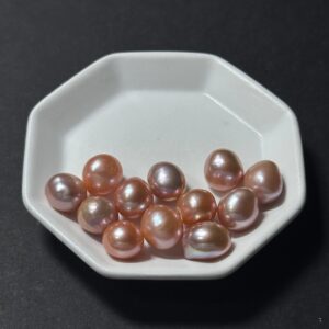 天然淡水珍珠配件｜無孔 橙金糖豆珍珠 8mm 1粒｜串珠材料