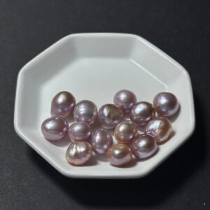 天然淡水珍珠配件｜無孔 粉紫糖豆珍珠 8mm 1粒｜串珠材料