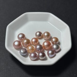 天然淡水珍珠配件｜無孔 多彩饅頭珍珠 8mm 1粒｜串珠材料