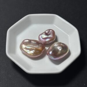 天然淡水珍珠配件｜無孔 極光多彩胖花瓣珠 1粒｜串珠材料