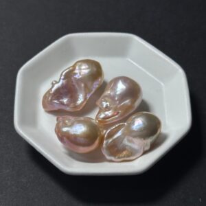 天然淡水珍珠配件｜無孔 極光粉橘巨型巴洛克珠 1粒｜串珠材料