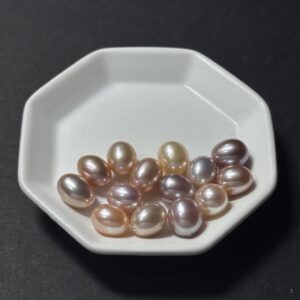 天然淡水珍珠配件｜半孔 金屬色多彩大水滴 9mm 1粒｜串珠材料