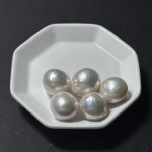 天然淡水珍珠配件｜半孔 炫彩白底巴洛克珠 12mm 1粒｜串珠材料