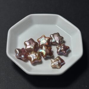 天然淡水珍珠配件｜半孔 炫彩紫星星珍珠 8mm 1粒｜串珠材料