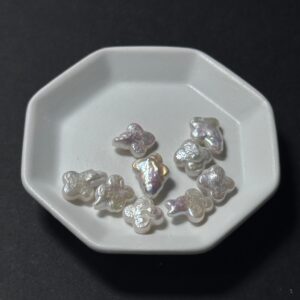 天然淡水珍珠配件｜半孔 極光白雲珍珠 8mm 1粒｜串珠材料