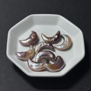 天然淡水珍珠配件｜半孔 炫彩紫月亮珍珠 8mm 1粒｜串珠材料