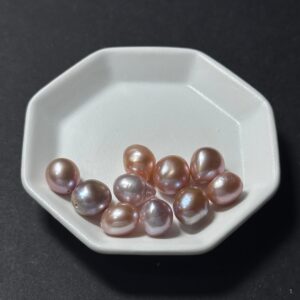 天然淡水珍珠配件｜半孔 金屬多彩大米珠 8mm 1粒｜串珠材料