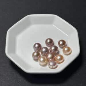 天然淡水珍珠配件｜十字孔 多彩饅頭珍珠 8mm 1粒｜串珠材料