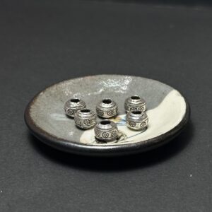 泰國清邁手工銀配件｜圓形花紋通孔珠 1入｜串珠材料