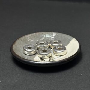 泰國清邁手工銀配件｜扁圓柱通孔珠 1入｜串珠材料